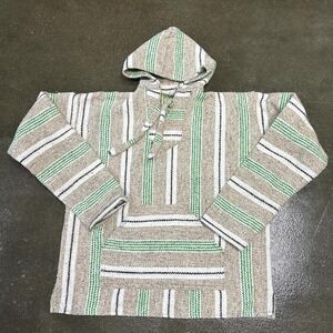 Vintage Earth Ragz Striped Size Medium Drug Rug Hoodie Sweatshirt